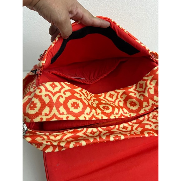 Petunia Pickle Bottom Boxy Backpack Diaper Bag Red Cream Geometric Tile Print - Picture 4 of 10